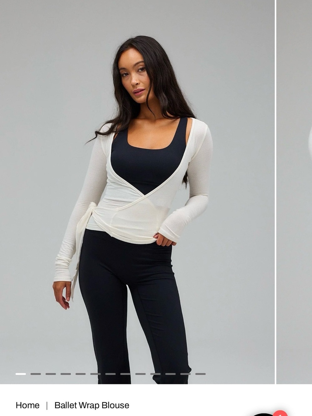 NWT Women's Ballet Wrap Top — White Long-Sleeve Tie Wrap Blouse